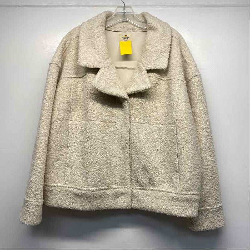 Marine Layer Women's Size Xl Beige Solid Button Up Jacket