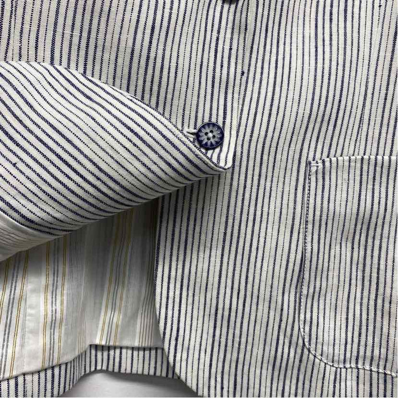 Cartonnier - Anthropologie Women's Size 4-S White-Blue Stripe Blazer Jacket