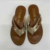 Italian Shoe Makers Size 7.5 Women's Brown-Gold 2 Tone Camel Toe Sandals