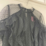 BCBGMaxazria Size L Women's Black Pattern Blouse