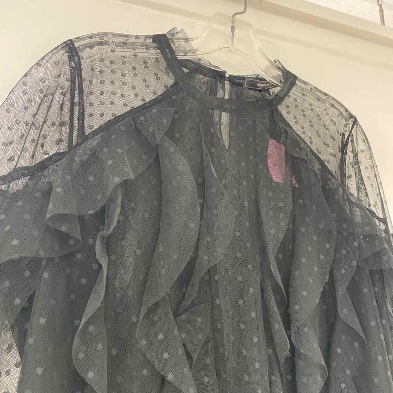 BCBGMaxazria Size L Women's Black Pattern Blouse