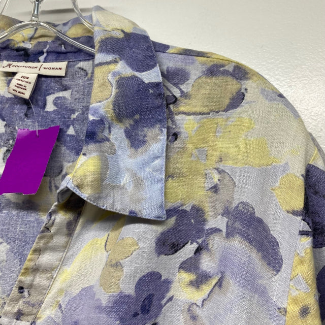 JM Collection Size 20-2x Women's Purple-Multicolor Floral Button Up Blouse