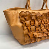 Paolo Masi Orange Leather Floral Satchel Handbag