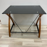 Black- Brown Wood-Glass Desk