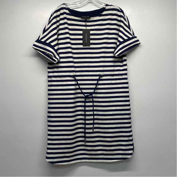 Lafayette 148 Size M Women's Navy-White Stripe Dress