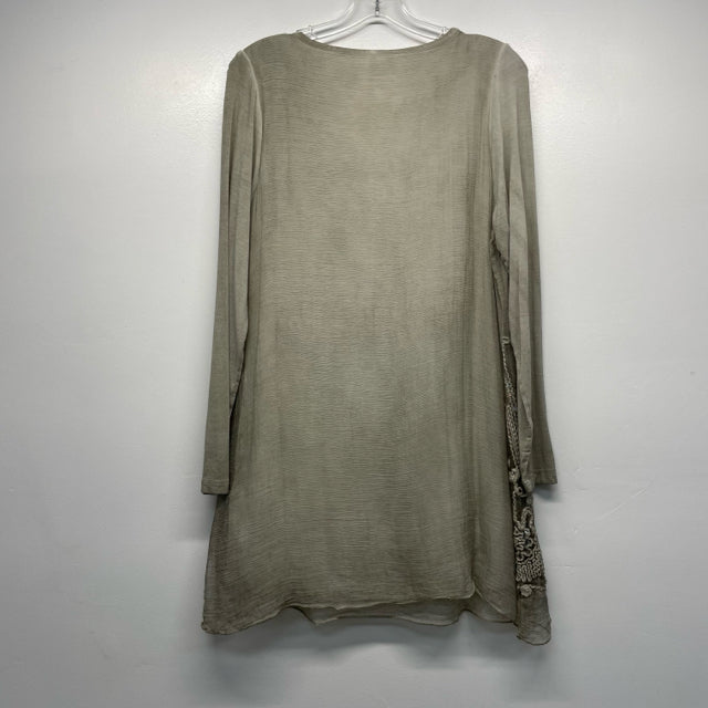 Soft Surroundings Size S Women's Sage Embroidered Pullover Long Sleeve Top