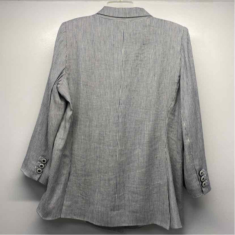 Antonio Melani Women's Size 16-XXL Blue-White Stripe Double Breasted Jacket