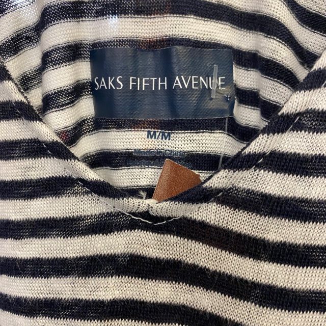 Saks Fifth Avenue Size M Women's Black-White Stripe Shift Dress