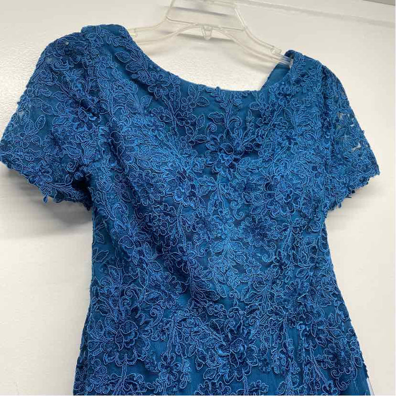 JJ's House Size XS Women's Blue Embellished Mesh Fit And Flare Dress