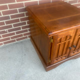 Brown Wood Side Table with 2 Doors