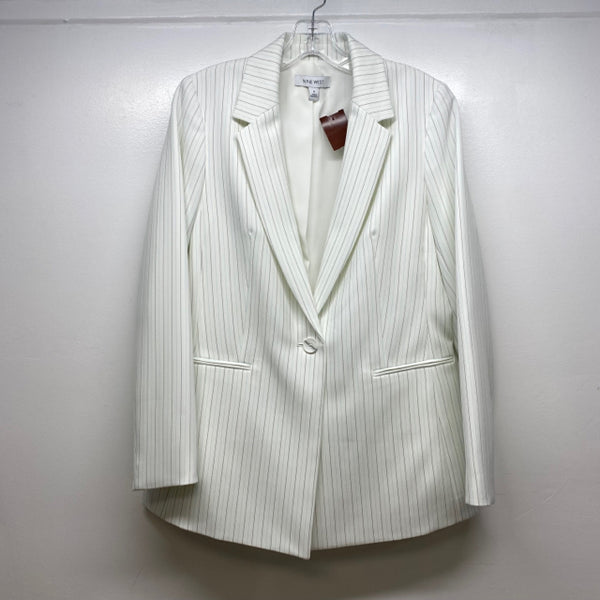 Nine West Women's Size 6- S White-Multicolor Stripe Single Button Jacket