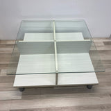 White-Clear Wood-Glass Coffee Table