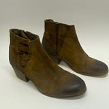 H London Size 38-7 Women's Brown Distressed Side Zip Booties