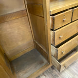 Brown Wood Dressers/Chest w Hanging Cupboard, 5 Drawers and Mirror