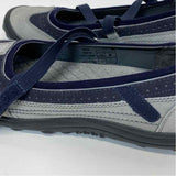 Lands' End Size 6.5 Women's Gray-Navy Patchwork Mary Jane Shoes