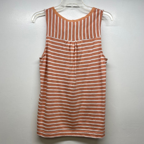 Hem and Thread Women's Size M Peach-White Striped V Neck Sleeveless Top