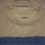 LL Bean Size L Women's Blue-White Stripe Mock Neck Pullover Sweater