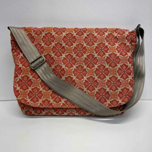 Maruca Orange-Multicolor Fabric Pattern Messenger Handbag