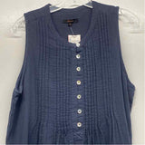 Quince Size M Women's Blue Solid Sleeveless Dress