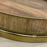 Brown-Gold Metal-Wood Tray