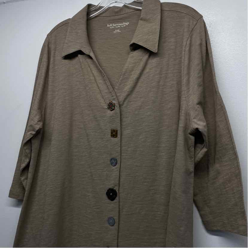 Soft Surroundings Size Xl Women's Tan Solid Tunic Shirt