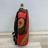 Sprayground Brown-Red Faux Leather Patchwork Backpack