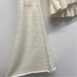 Lyrebird-Anthropologie Size M Women's Offwhite Solid Front Tie Sweater