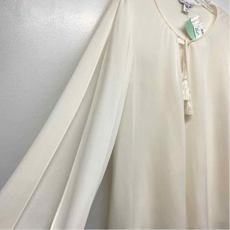 St. John Size L Women's Offwhite Solid Cold Shoulder Blouse