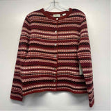 Tweeds Size L Women's Rust-Multicolor Pattern Button Up Sweater