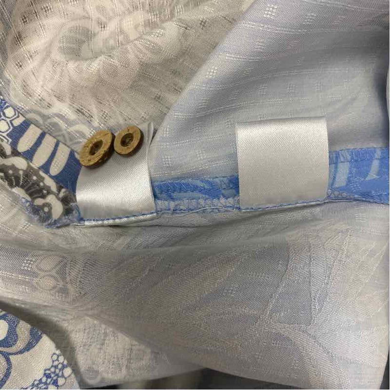 Tommy Bahama Size L Blue-White Silk Pattern Men's Men's Short Sleeve Shirt