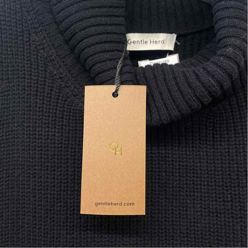 Gentle Herd Size L Women's Black Solid Turtle Neck Sleeveless Top