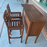 Brown Wood Bar Table w 2 Bar Stools
