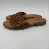 Miz Mooz Size 37-6.5 Women's Brown Solid Slip On Sandals