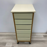 Rolling Off White Cabinet with wood Frame