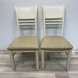 Cream Wood-Fabric Chairs - Sold as a Pair
