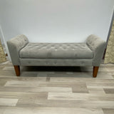 Storage Light Gray Velvet Bench