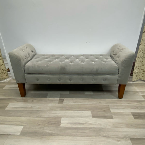 Storage Light Gray Velvet Bench