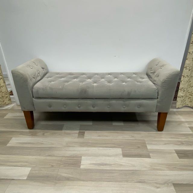 Storage Light Gray Velvet Bench