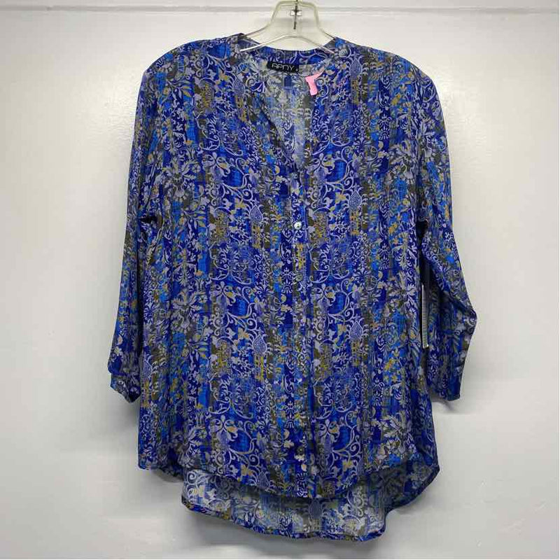 APNY Size S Women's Blue-Multi Pattern Button Up Shirt