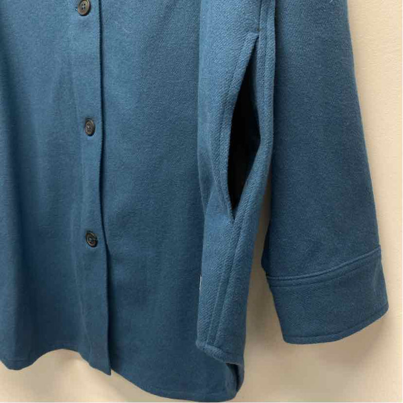 Anian Women's Size L Blue Solid Button Up Jacket