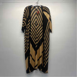 Chico's Size 2-L Women's Black-Beige Stripe Duster Long Sleeve Top
