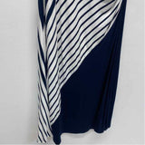 Soft Surroundings Size L Women's Navy-White Stripe Maxi Dress