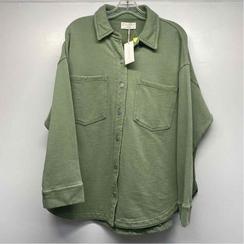 Z Supply Women's Size M Green Solid Button Up Jacket