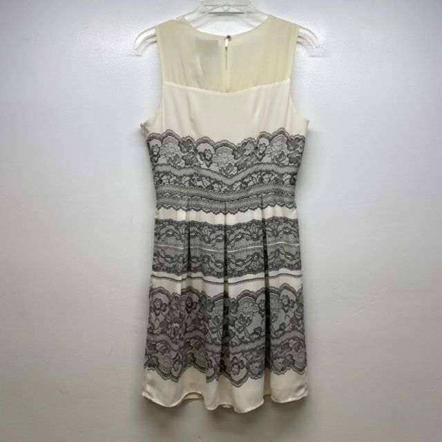 Skies Are Blue Size S Women's White-Gray Lace Sleeveless Dress
