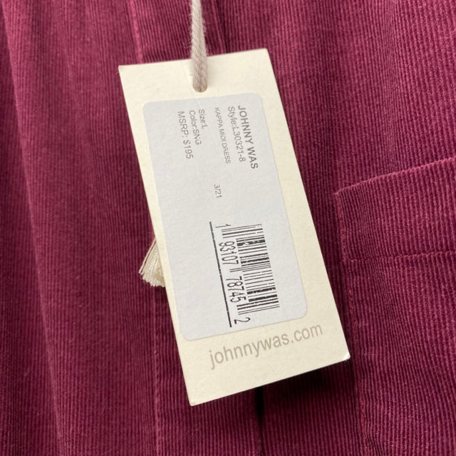 Johnny Was Size L Women's Burgundy Solid Maxi-Long Sleeve Dress