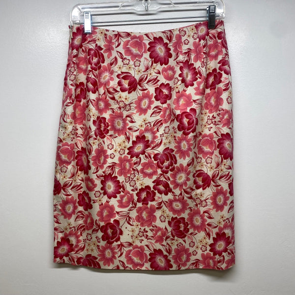 Ann Taylor Loft Women's Size 6 Pink-White Floral Pencil-Knee Skirt