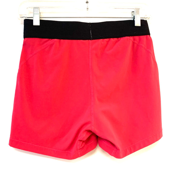 Buffbunny Collection Size S Pink-Black Solid Nylon Women's Shorts