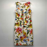Worth Size 6-S Women's White-Multicolor Pattern Sheath Dress