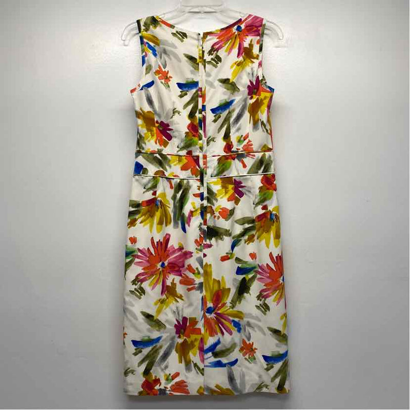 Worth Size 6-S Women's White-Multicolor Pattern Sheath Dress