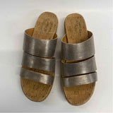 Kork-Ease Size 7 Women's Silver Shimmer Wedge Sandals